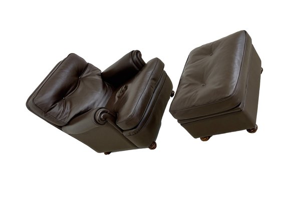 Armchair and Pouf from Poltrona Frau, 1950s, Set of 2-IEW-1789951