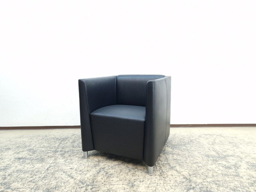 Armchair Club Armchair in Black Real Leather from Walter Knoll / Wilhelm Knoll