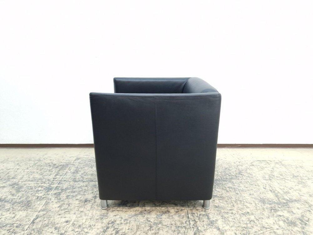 Armchair Club Armchair in Black Real Leather from Walter Knoll / Wilhelm Knoll