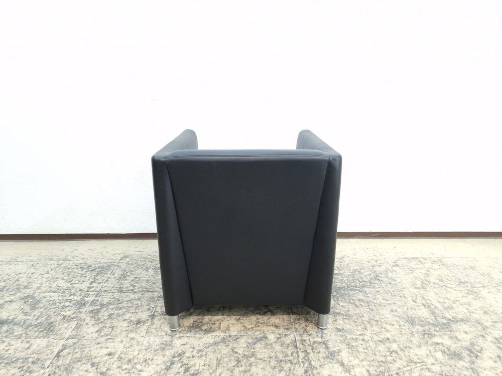 Armchair Club Armchair in Black Real Leather from Walter Knoll / Wilhelm Knoll