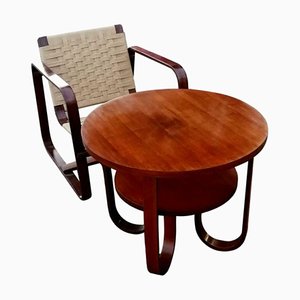 Armchair & Coffee Table Set by Giuseppe Pagano & Gino Maggioni for Gino Maggioni, 1940s, Set of 2-FIP-840592