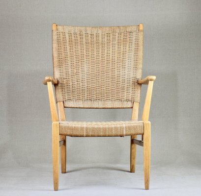 Armchair in Beech & Paper Cord, Scandinavia, 1950s-RNM-1363406