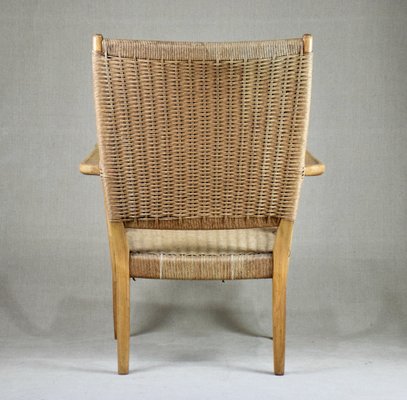 Armchair in Beech & Paper Cord, Scandinavia, 1950s-RNM-1363406