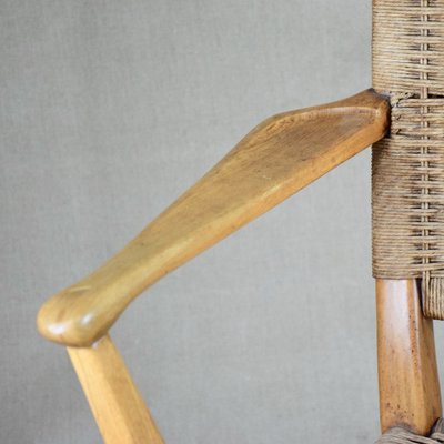 Armchair in Beech & Paper Cord, Scandinavia, 1950s-RNM-1363406