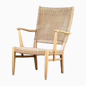 Armchair in Beech & Paper Cord, Scandinavia, 1950s-RNM-1363406