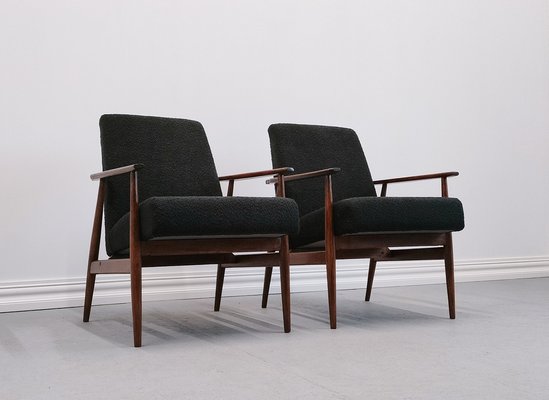 Armchair in Black Boucle from Henryk Lis, 1960s-MTQ-1794893