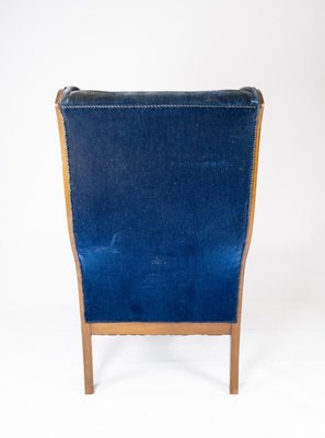 Armchair in Blue Velvet and Mahogany by Fritz Henningsen-UY-852190