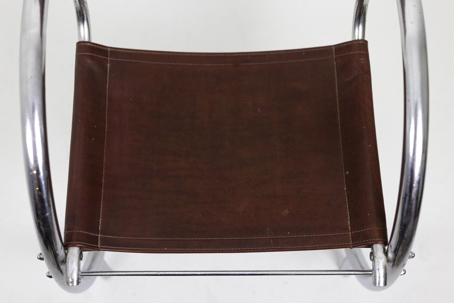 Armchair in Chromed Metal and Red Leather, 1930s