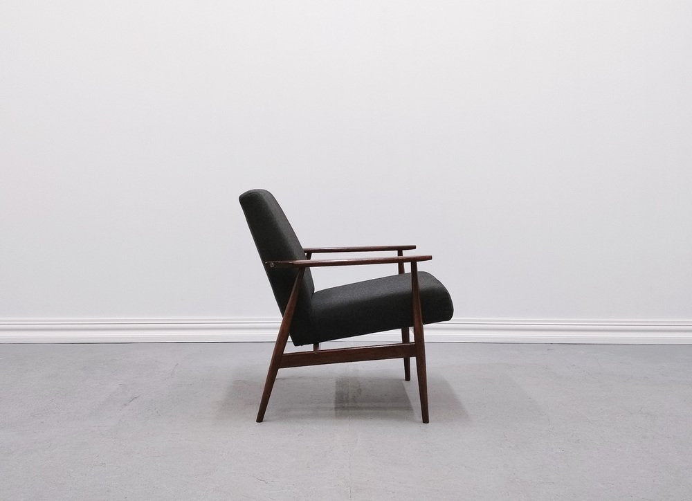 Armchair in Dark Grey Tweed by Henryk Lis, 1967