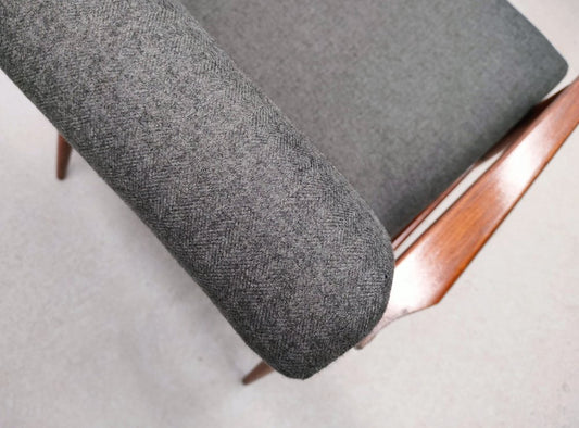 Armchair in Dark Grey Tweed by Henryk Lis, 1967