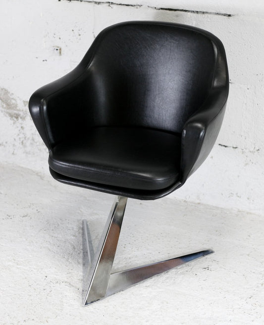 Armchair in Leatherette & Steel Arrow Base, France, 1970s