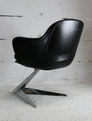 Armchair in Leatherette & Steel Arrow Base, France, 1970s-MAO-1193547