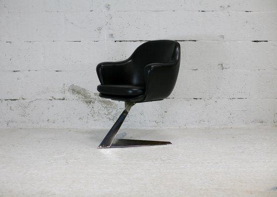 Armchair in Leatherette & Steel Arrow Base, France, 1970s-MAO-1193547