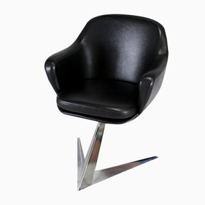 Armchair in Leatherette & Steel Arrow Base, France, 1970s-MAO-1193547