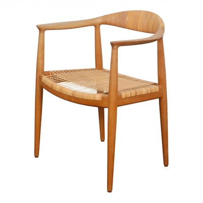 Armchair in Oak with Woven Seat by Hans J. Wegner, 1970s-MTD-1400476