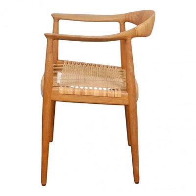 Armchair in Oak with Woven Seat by Hans J. Wegner, 1970s-MTD-1400476