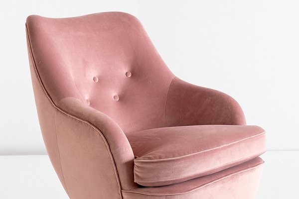 Armchair in Pink Velvet and Elm by Runar Engblom, Finland, 1951-FMT-1725050