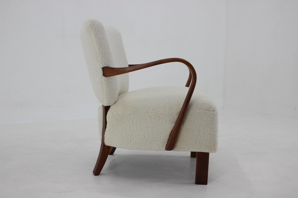 Armchair in Sheepskin Fabric by Jindrich Halabala for Hala, 1950s