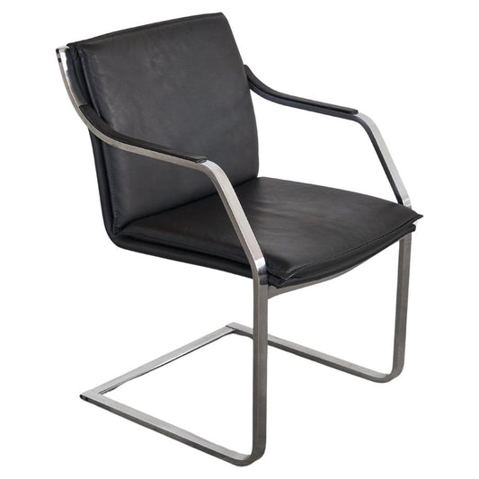 Armchair in Steel and Leather attributed to Rudolf Bernd for Walter Knoll, 1970s