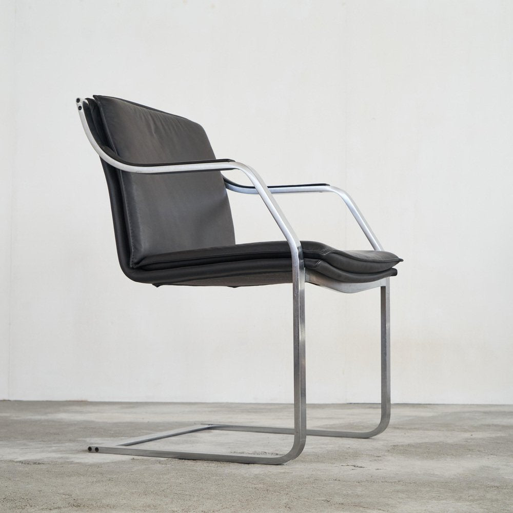 Armchair in Steel and Leather attributed to Rudolf Bernd for Walter Knoll, 1970s-LPQ-1799943