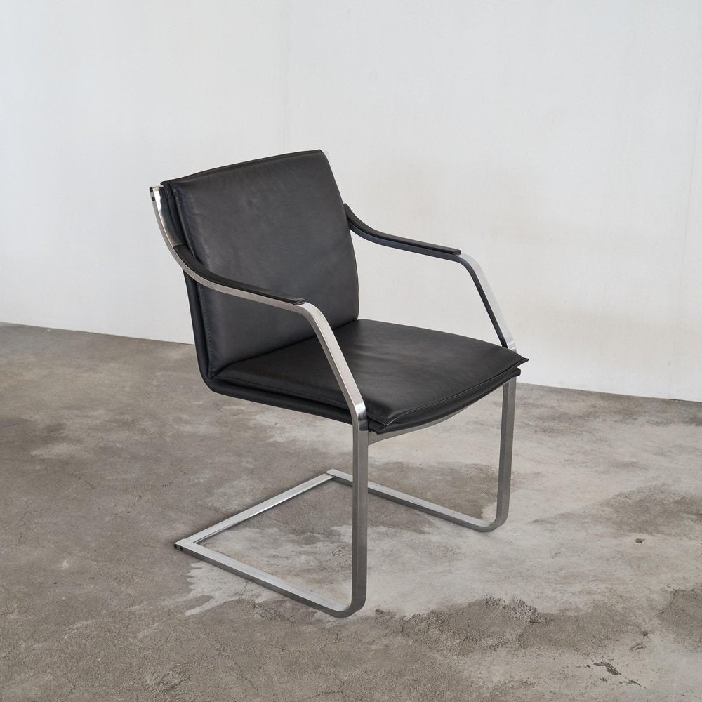 Armchair in Steel and Leather attributed to Rudolf Bernd for Walter Knoll, 1970s