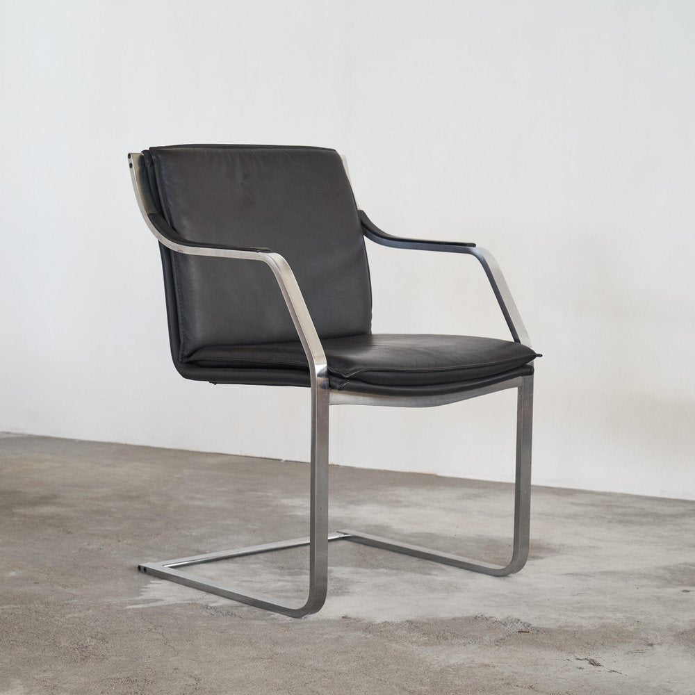 Armchair in Steel and Leather attributed to Rudolf Bernd for Walter Knoll, 1970s