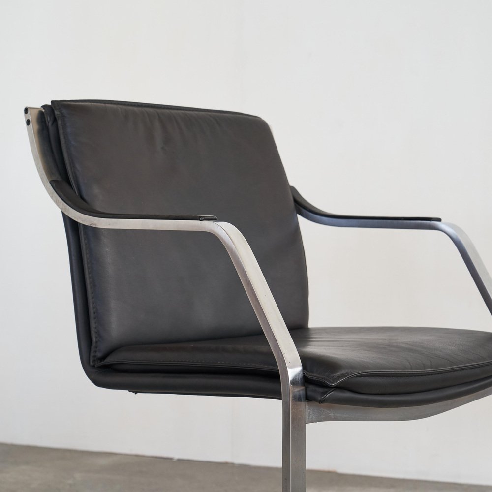 Armchair in Steel and Leather attributed to Rudolf Bernd for Walter Knoll, 1970s-LPQ-1799943