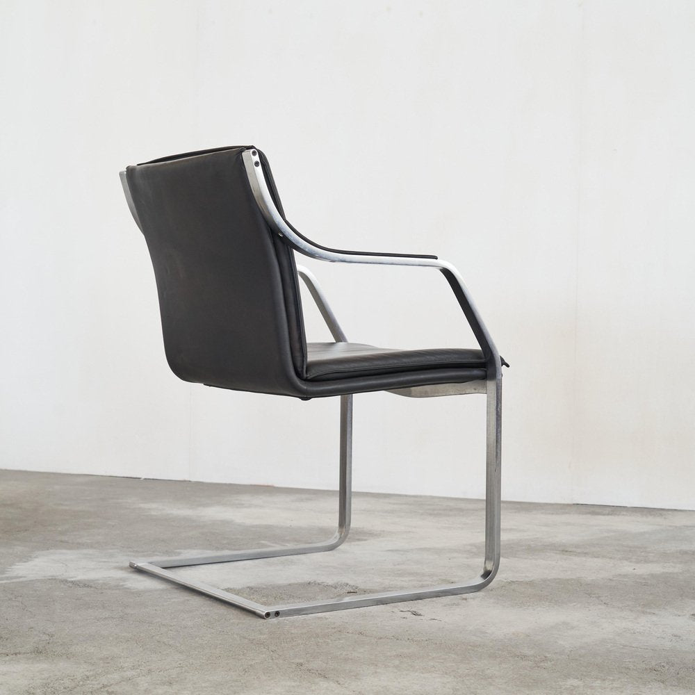 Armchair in Steel and Leather attributed to Rudolf Bernd for Walter Knoll, 1970s