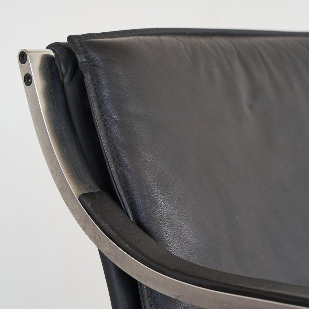 Armchair in Steel and Leather attributed to Rudolf Bernd for Walter Knoll, 1970s