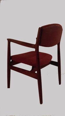 Armchair in Teak, Red Fabric and Leather by Harbo Sølvsten, 1950s-VVO-1974206