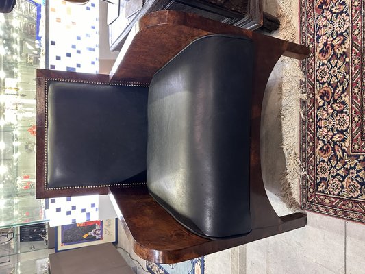 Armchair in Walnut and Leather, 1920s-BNU-1786530