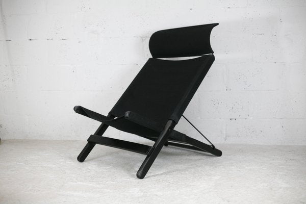 Armchair in Wood, Steel and Black Canvas by Tord Bjorklund for Ikea, 1990s-MAO-1080928