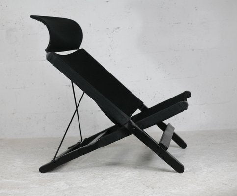 Armchair in Wood, Steel and Black Canvas by Tord Bjorklund for Ikea, 1990s-MAO-1080928