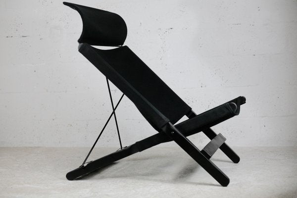 Armchair in Wood, Steel and Black Canvas by Tord Bjorklund for Ikea, 1990s-MAO-1080928