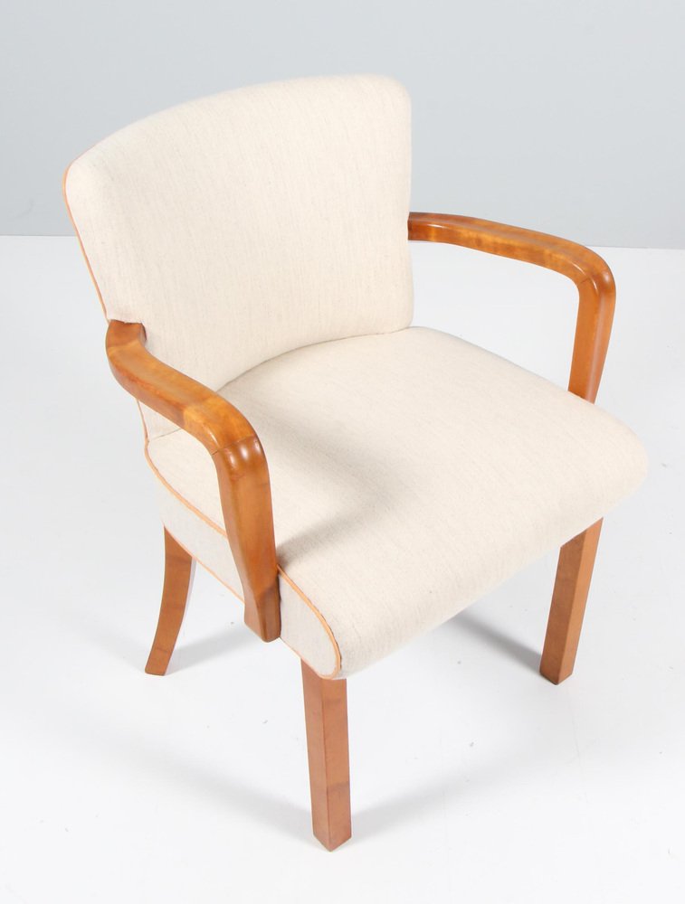 Armchair of Fruit Tree, Savak Wool and Nature Leather by Tove Reddersen, 1940s