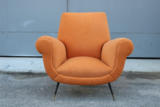 Armchair Velvet Orange by Gigi Radice for Minotti Italia, 1950s