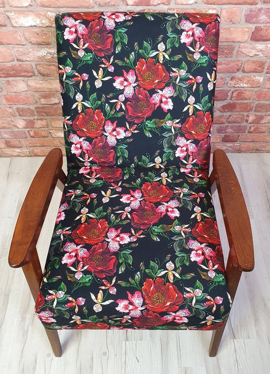 Armchair with Flower Upholstery, Romania, 1960s