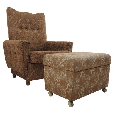 Armchair with Footstool, 1960s, Set of 2-TZ-1033126