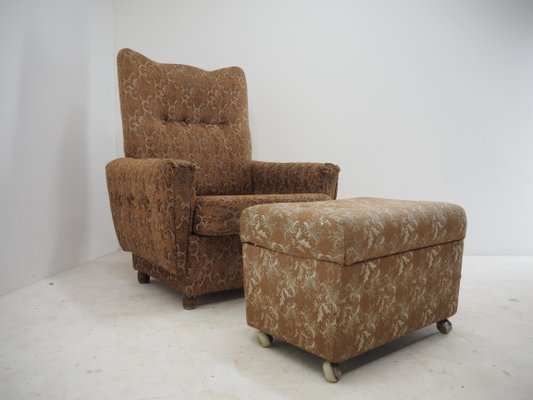 Armchair with Footstool, 1960s, Set of 2-TZ-1033126