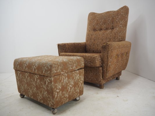 Armchair with Footstool, 1960s, Set of 2-TZ-1033126