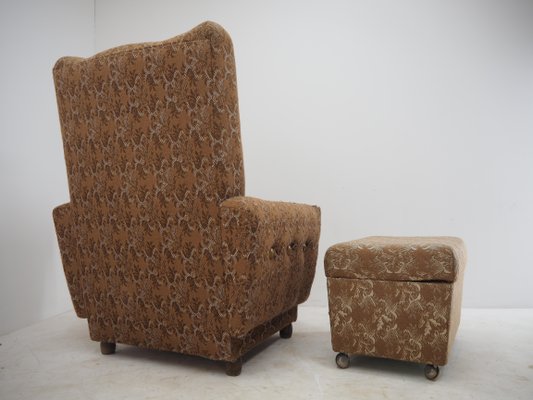 Armchair with Footstool, 1960s, Set of 2-TZ-1033126