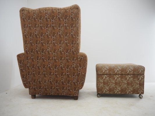 Armchair with Footstool, 1960s, Set of 2-TZ-1033126