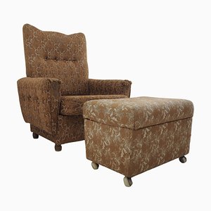 Armchair with Footstool, 1960s, Set of 2-TZ-1033126