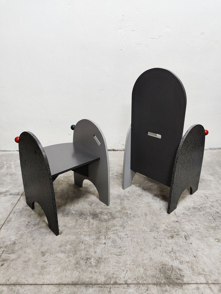 Armchair with Footstool by Tiziano Dal Pozzo, 1980s, Set of 2