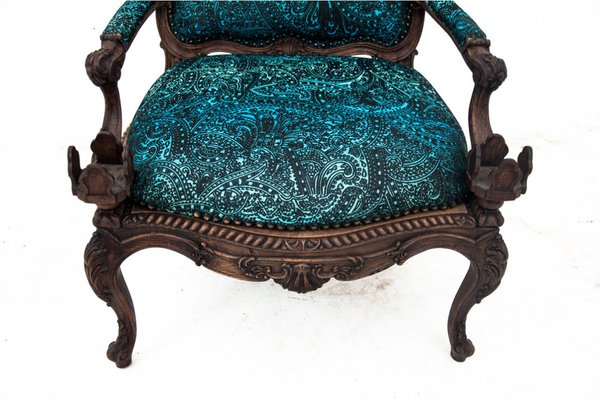 Armchair with Footstool, France, 1880s, Set of 2-BXB-1736046