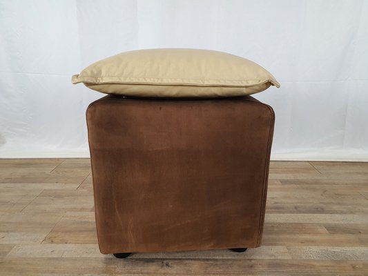 Armchair with Pouf in Leather and Suede, Italy, 1970s, Set of 2-ZUW-1577593