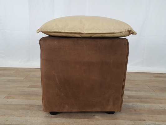 Armchair with Pouf in Leather and Suede, Italy, 1970s, Set of 2-ZUW-1577593