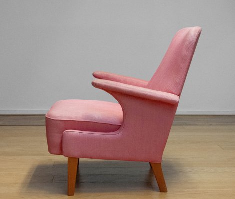 Armchair with Powder Pink Wool Upholstery by Dux, Sweden, 1950s-JE-1801184