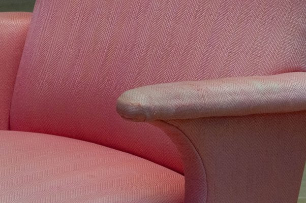 Armchair with Powder Pink Wool Upholstery by Dux, Sweden, 1950s-JE-1801184