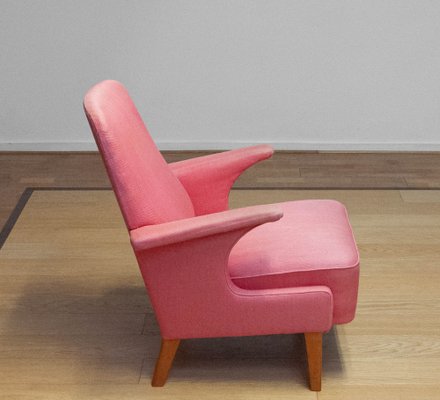 Armchair with Powder Pink Wool Upholstery by Dux, Sweden, 1950s-JE-1801184